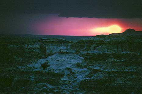 sunset, Badlands NP, SD, 1983