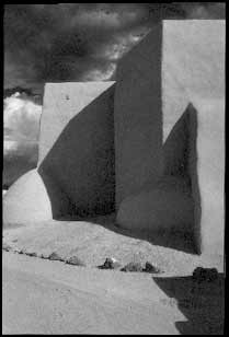 Ranchos de Taos, New Mexico: Church and shadows, 1984