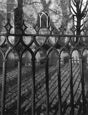 Fence and graves, Trinity Episcopal Church, 1993